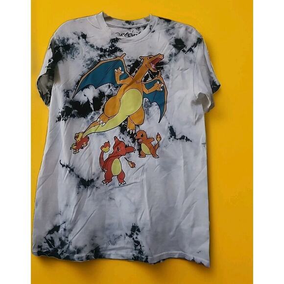 Pokemon Charmander Evolution Tie-Dye T-Shirt Graphic Anime Medium A130 New - Picture 1 of 5